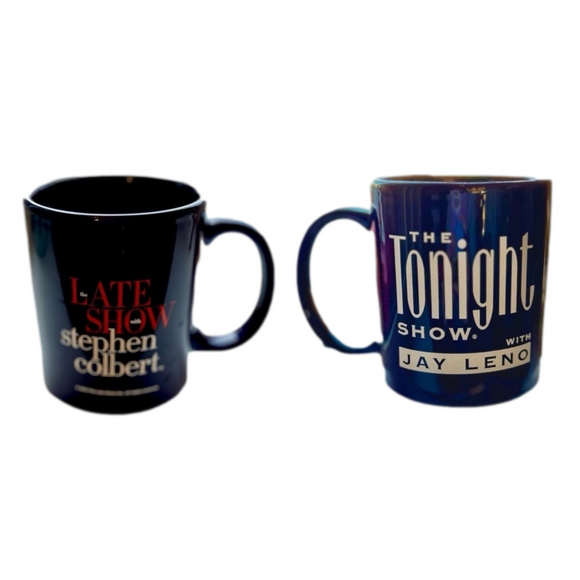 Bundle 2 Late Night Talk Show Mugs Ceramic Blue Stephen Colbert Jay Leno… - Picture 1 of 7